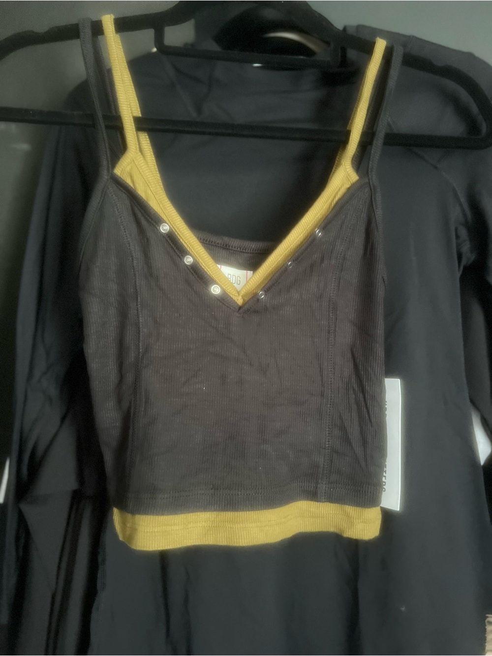 BDG Urban Outfitters Two-Tone Ribbed Tank Top - Brown & Mustard